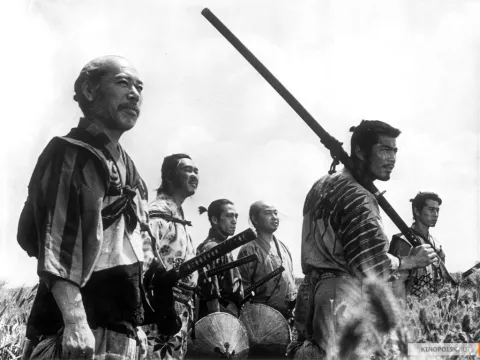 Кадр з фільму Акіри Куросави «Сім самураїв» (1954)