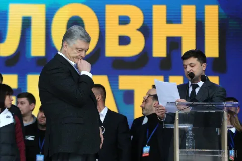 Порошенко і Зеленський на дебатах в НСК «Олімпійський» 19 квітня 2019 року