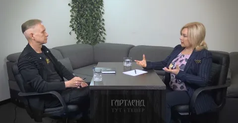 Ігор Каганець і Оксана Білозір у студії відеоканалу Гартленд