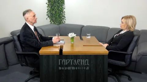 Ігор Каганець і Оксана Білозір у студії відеоканалу Гартленд