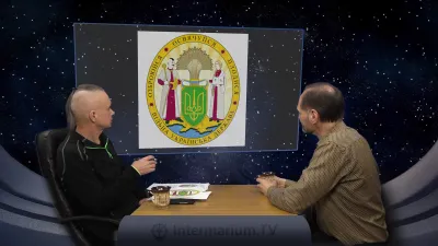 Ігор Каганець і Вктор Макаренко обговорюють великий герб ВУД